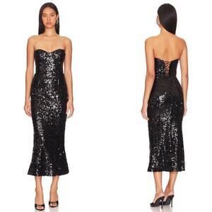 V. Chapman Black Sequin Midi Dress